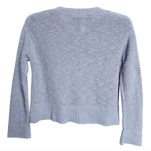 Everlane Linen blend V-neck Pullover Blue Sweatshirt Size S - Picture 2 of 6